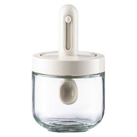 1pc Seasoning Jar With Retractable Spoon; Glass Spice Jar Seasoning Box; Seasoning Container With Lid And Spoon For Salt; Sugar And Spices; Kitch