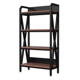 55'' Bakers Rack 4-Level Storage Shelves Metal and Wooden Kitchen Shelves, Kitchen Organizers and Storage, for Garage, Pantry, Bathroom, Closet