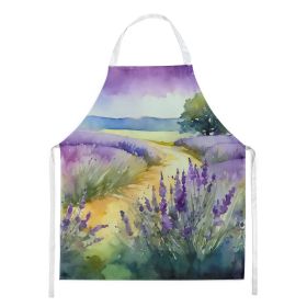 Lavender in Watercolor Apron Cooking Kitchen Server Baking Crafts Gardening for Adult Women Men, Unisex, Large, Multicolor