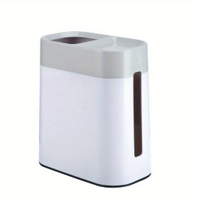 1pc 2 In 1 Desktop Trash Can With Tissue Box; Creative Plastic Mini Wastebasket; Trash Can; Garbage Bin; Rubbish Recycling For Desktop; Dressing (Color: Grey)