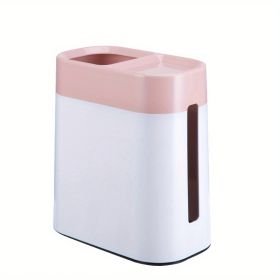 1pc 2 In 1 Desktop Trash Can With Tissue Box; Creative Plastic Mini Wastebasket; Trash Can; Garbage Bin; Rubbish Recycling For Desktop; Dressing (Color: Pink)