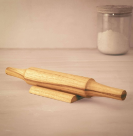 Teak Wood Belan With Stand Set (Color: Brown)